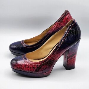 Kenneth Cole Reaction Purple Pink High Heel Pumps Chunky Platform Women Shoe 7.5